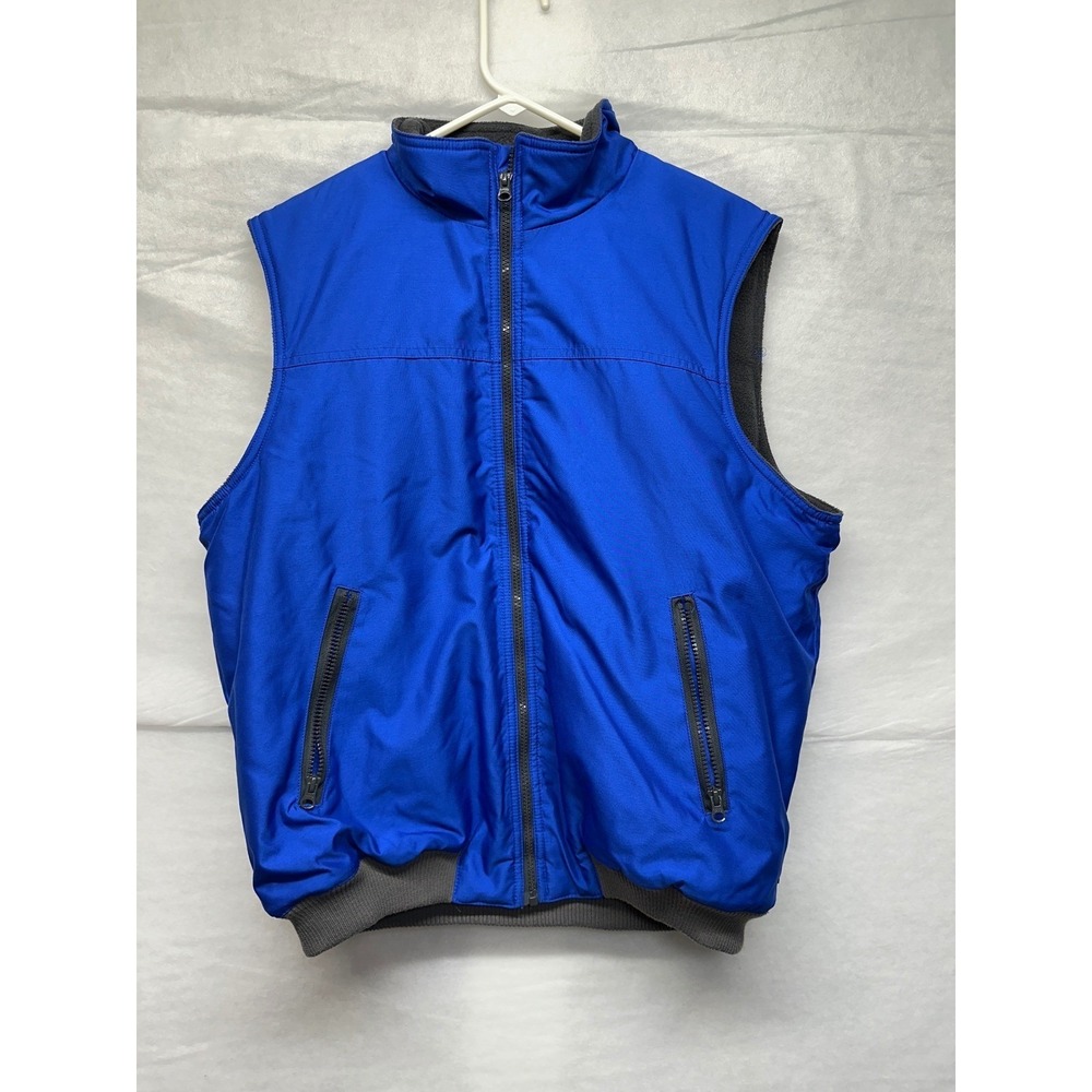 Chaps Mens Large Blue Puffer Vest Full Zip‎ Lined Collar Pockets Outdoor Casual